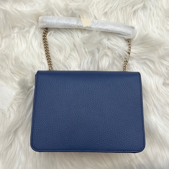 ๐ฏ% Auth Gucci Interlocking GG Crossbody Bag Blue Leather NEW - Picture 3 of 12